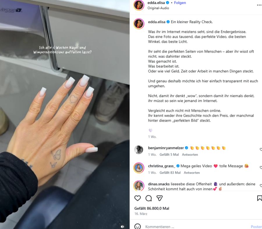 Gelnägel gehören seit Jahren zu ihrem Look.