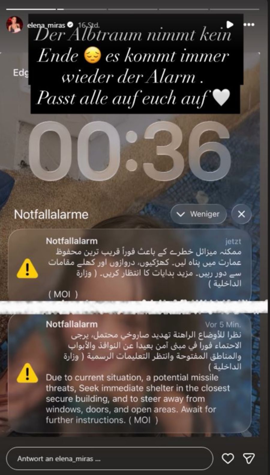 Elena Miras: «Der Albtraum nimmt kein Ende. Es kommt immer wieder der Alarm.»