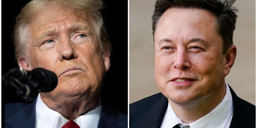 Donald Trump (l) hat sich wieder auf der Plattform X von Tech-Milliardär Elon Musk geäussert. (Archivfoto)