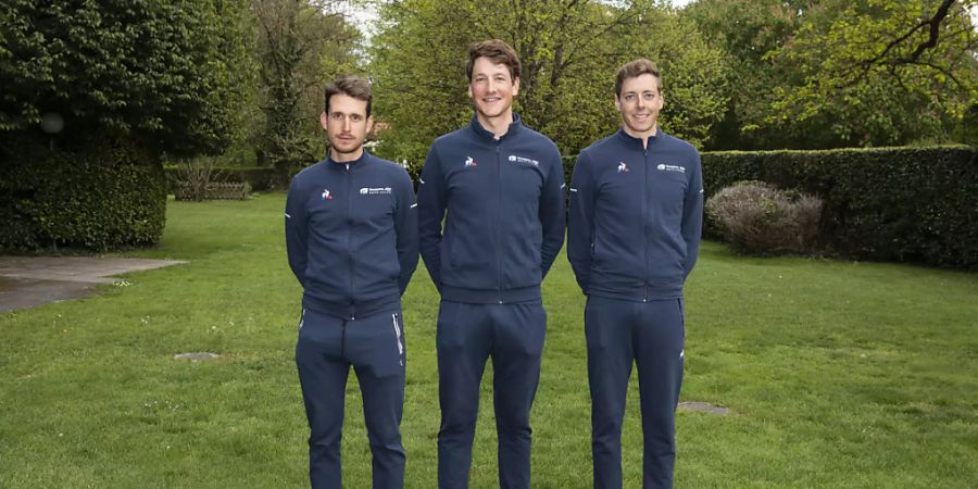 Sébastien Reichenbach, Stefan Küng und Kilian Frankiny (von links) sind an der 73. Tour de Romandie das Schweizer Trio des Teams Groupama-FDJ