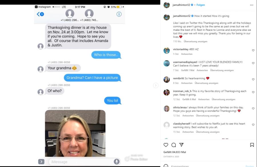 Jamal Hinton teilt auf Instagram die erste Konversation mit Wanda Danch.