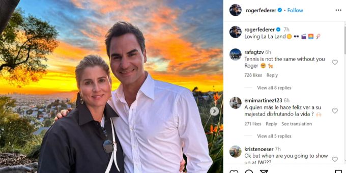 Roger Federer und seine Mirka strahlen in Los Angeles um die Wette. Roger Federer