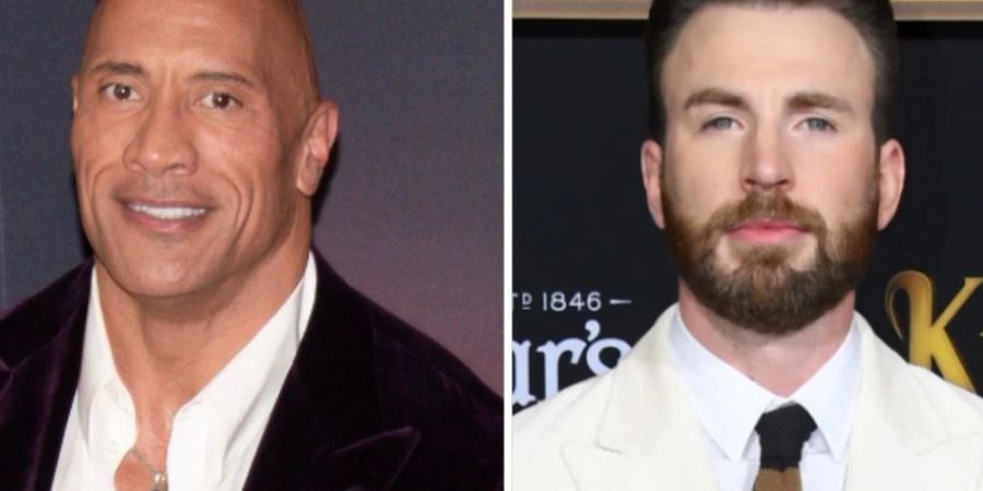 Dwayne Johnson (li.) und Chris Evans stehen bald gemeinsam vor der Kamera.