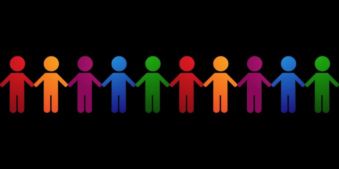Eine Einwohnerstatistik basiert auf Daten wie Nationalität und Geschlecht. Figuren Symbol bunt