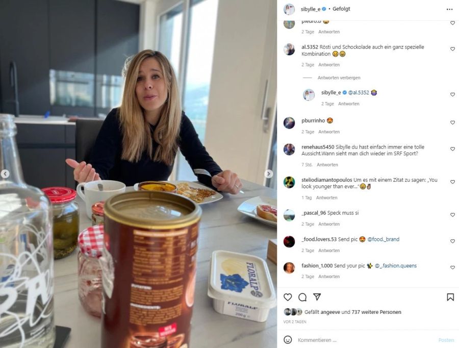 Sibylle Eberle am Zmorge-Tisch.