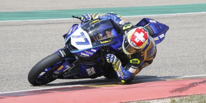 Dominique Aegerter (Ten Kate Yamaha) beim Aragon-Rennen der Supersport-WM. Dominique Aegerter Supersport-WM Aragon