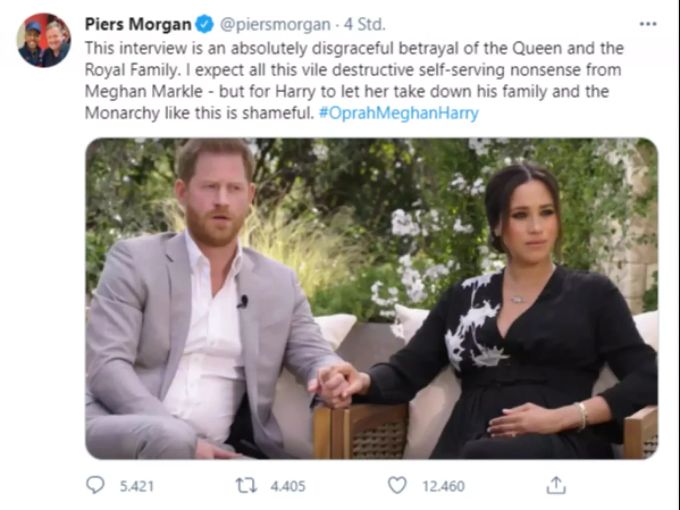 Piers Morgan kritisiert Harry und Meghan für ihr Interview scharf. meghan markle