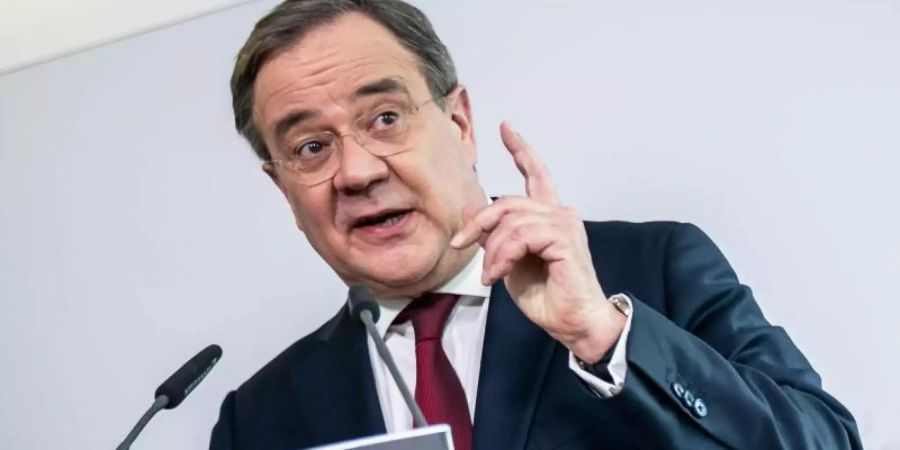 Armin Laschet, CDU-Bundesvorsitzender und Ministerpräsident von Nordrhein-Westfalen, spricht bei einer Pressekonferenz nach der Sitzung des CDU Präsidiums im Konrad-Adenauer Haus. Foto: Michael Kappeler/dpa-Pool/dpa