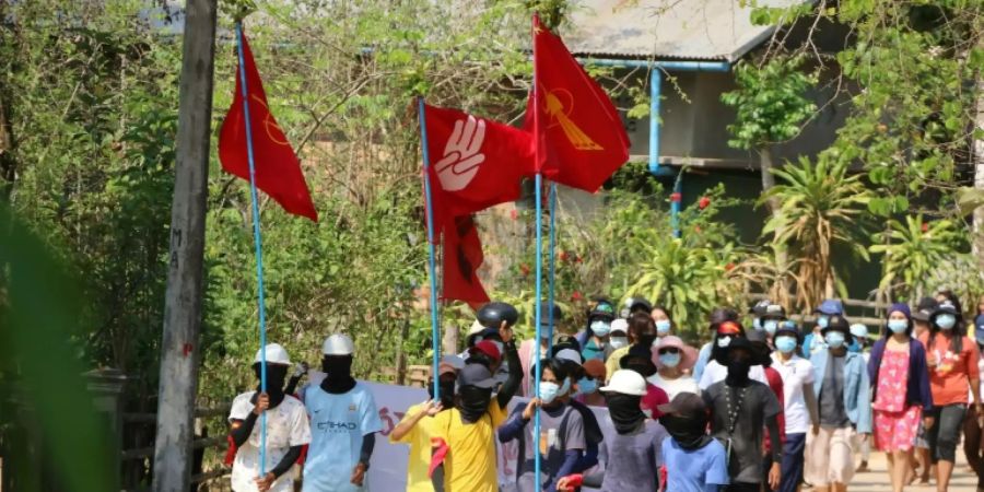 Demonstration in Launglone in der Region Dawei