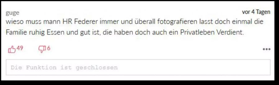 Roger Federer sollte weniger abgelichtet werden, findet ein Leser.