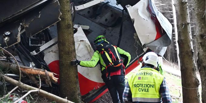 Vor einer Woche starben 14 Menschen beim Seilbahnunglück am Monte Mottarone. Pendelbahn