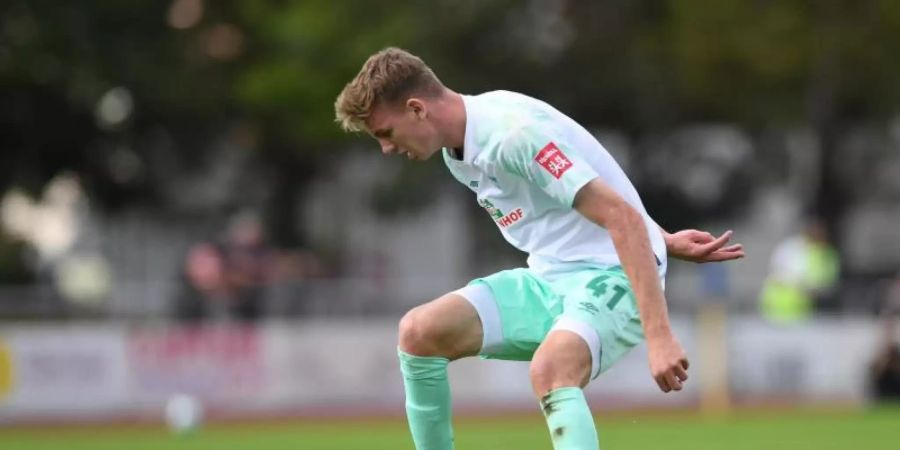 Fällt mit einer Knieverletzung für Werder Bremen aus: Nick Woltemade. Foto: Carmen Jaspersen/dpa