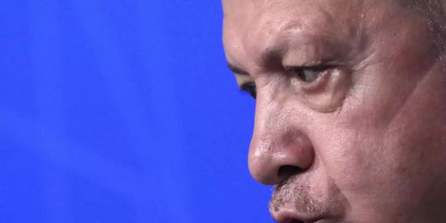 Der türkische Präsident Erdogan während einer Pressekonferenz Mitte Juni. Foto: Yves Herman/Pool Reuters/AP/dpa