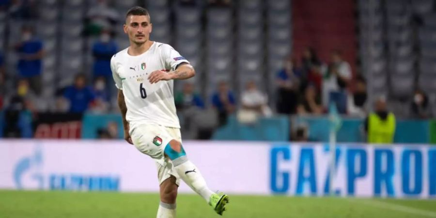 Italiens Marco Verratti freut sich auf die Atmosphäre im Wembley-Stadion. Foto: Federico Gambarini/dpa