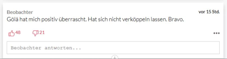 Göläs Auftritt räumt mit Vorurteilen auf, beobachtet der «Beobachter» an sich selber.