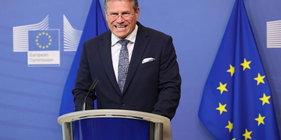 Maros Sefcovic, EU-Kommissar für interinstitutionelle Beziehungen und Zukunftsforschung, freut sich über die Ergebnisse der ersten gemeinsamen EU-Ausschreibung für den Gaseinkauf.