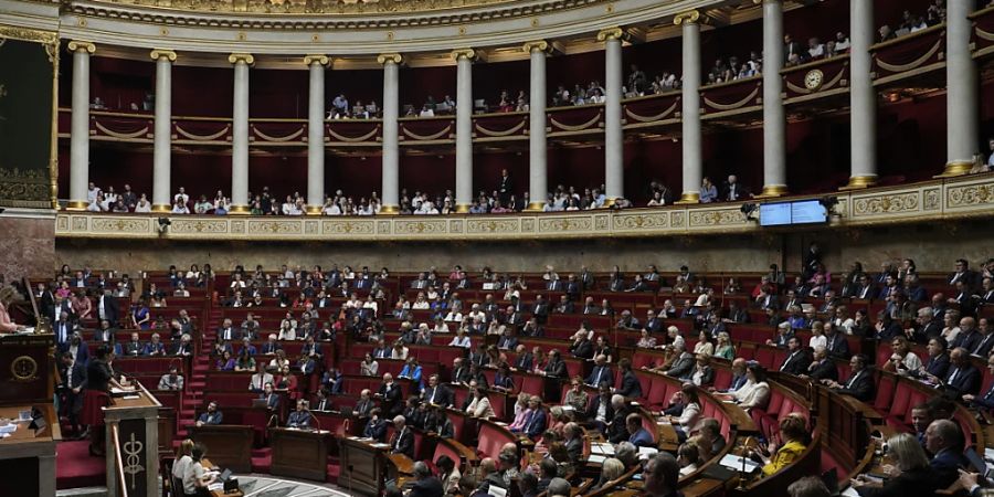 Französische Gesetzgeber debattieren über einen Gesetzentwurf der Opposition, der darauf abzielt, das Renteneintrittsalter wieder auf 62 Jahre festzuschreiben, anstelle von 64 Jahren. Foto: Lewis Joly/AP/dpa