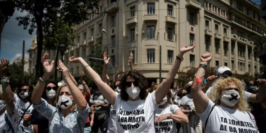 Demonstranten in Athen