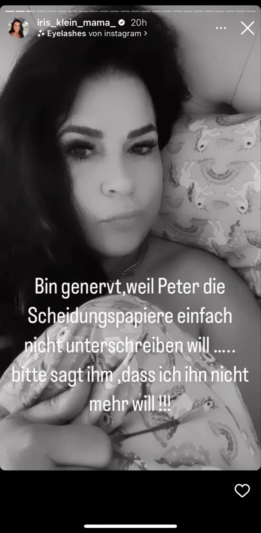 Iris Klein will die Scheidung von Noch-Ehemann Peter.