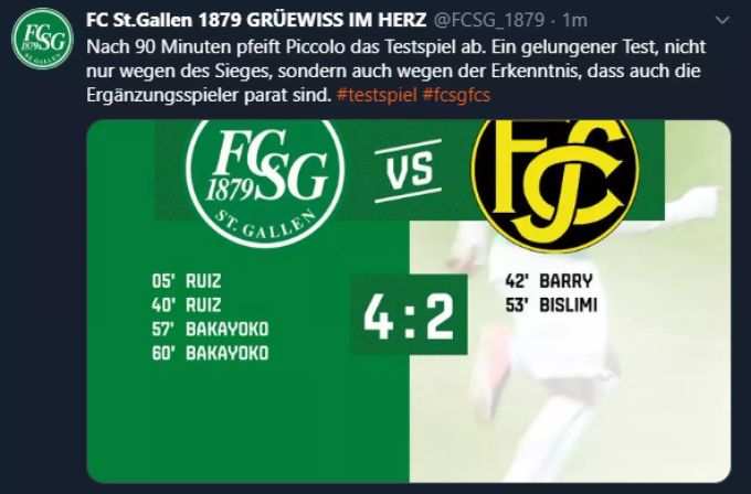 Für die St. Galler treffen Ruiz und Bakayoko je zweimal. FC St.Gallen