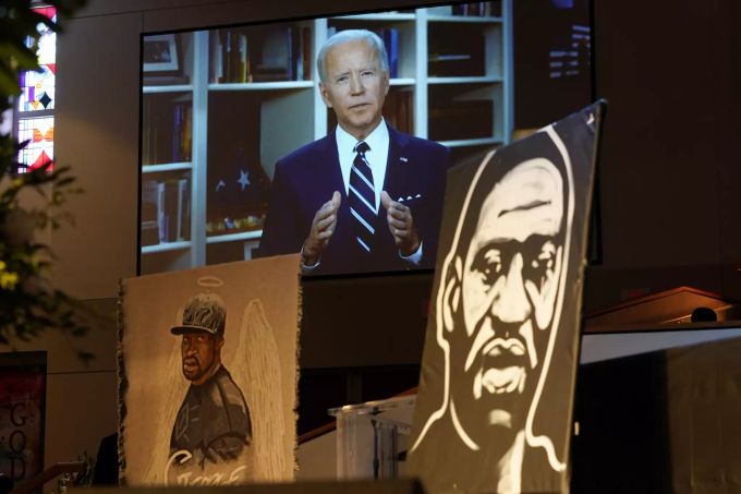 Der demokratische Präsidentschaftskandidat Joe Biden. George Floyd Funeral
