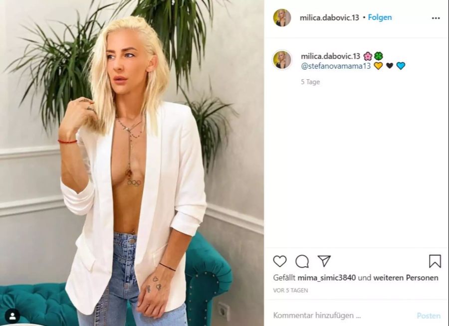 Milica Dabovic auf Instagram.
