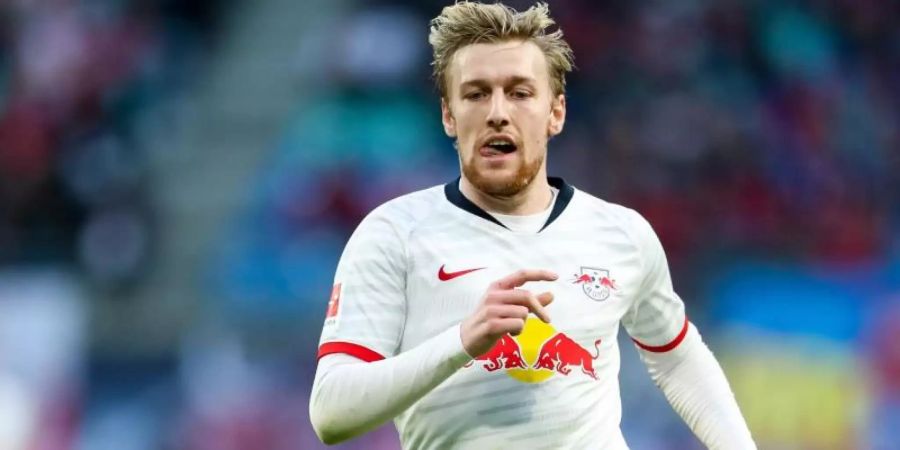 Hat nicht vor, RB Leipzig zu verlassen: Emil Forsberg. Foto: Jan Woitas/dpa-Zentralbild/dpa