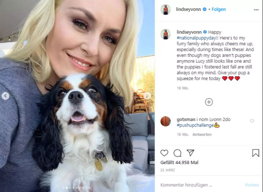 Lindsey Vonn liebt ihre Vierbeiner über alles.