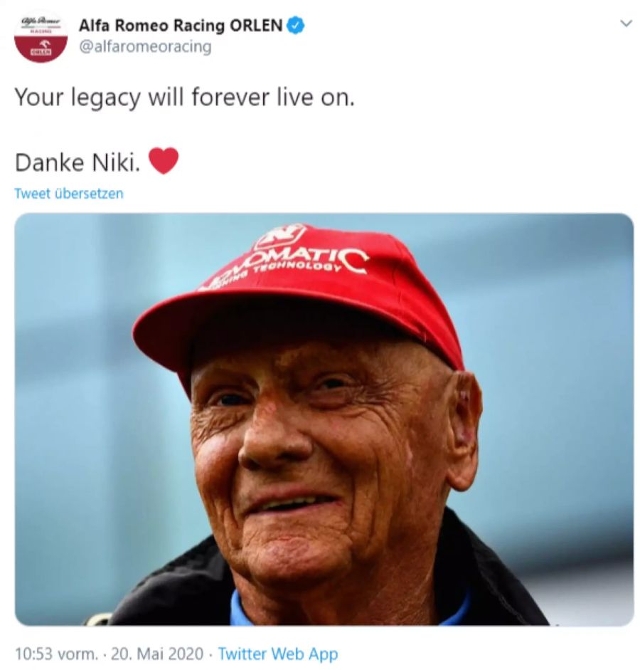 «Dein Vermächtnis wird für immer weiterleben. Danke Niki.»