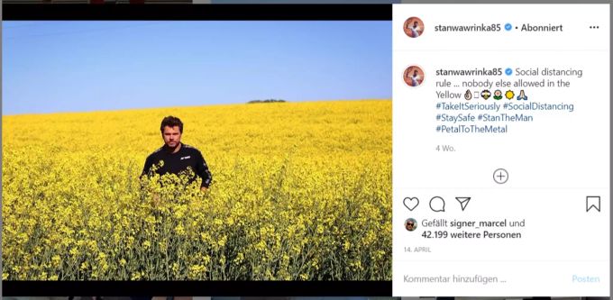 Stan Wawrinka in einem Waadtländer Rapsfeld. wawrinka