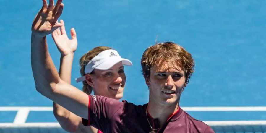 Die deutschen Tennis-Asse Angelique Kerber und Alexander Zverev wollen in New York wieder angreifen. Foto: Tony Mcdonough/AAP