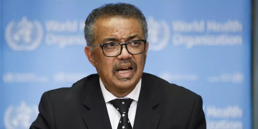 WHO-Generaldirektor Tedros Adhanom Ghebreyesus informiert bei einer Pressekonferenz über den aktuellen Stand der Situation bezüglich des Coronavirus.