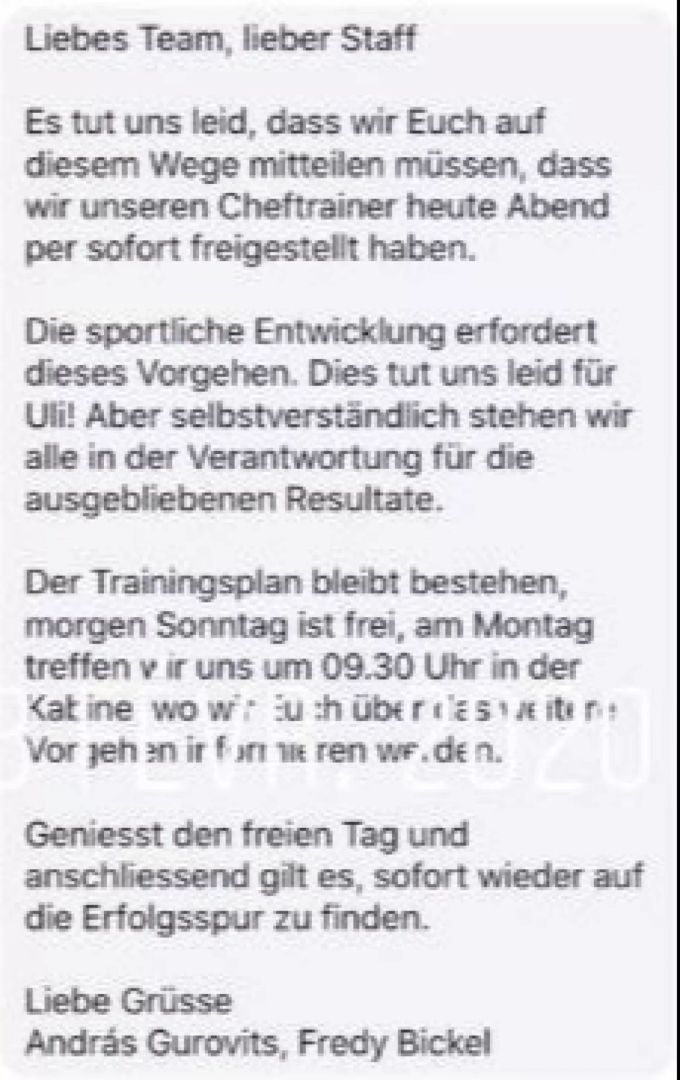 Das interne Schreiben von GC. GC