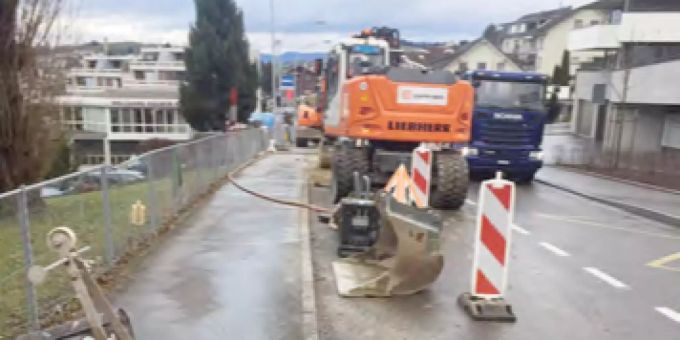 Die Baustelle verschiebt sich weiter in Richtung Chlösterlistrasse. Baustelle
