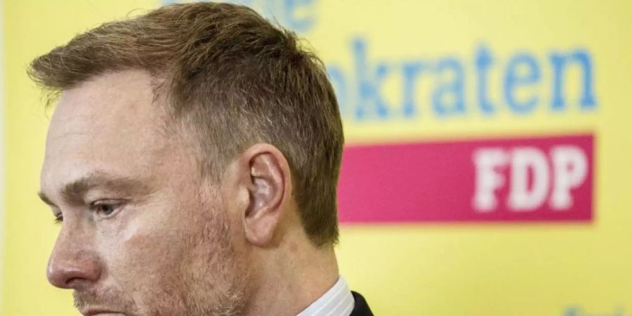 FDP-Chef Christian Lindner vergangene Woche bei einer Pressekonferenz im Bundestag. Foto: Carsten Koall/dpa