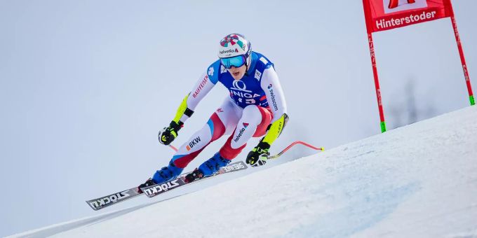 Marco Odermatt beim Riesenslalom in Hinterstoder. Marco Odermatt Riesenslalom