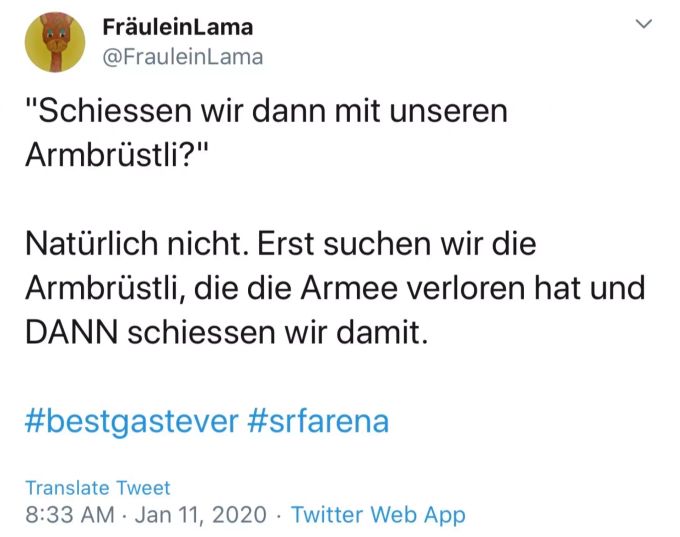 Eine Twitter-Userin feierte die Aussagen des Arena-Gasts. j