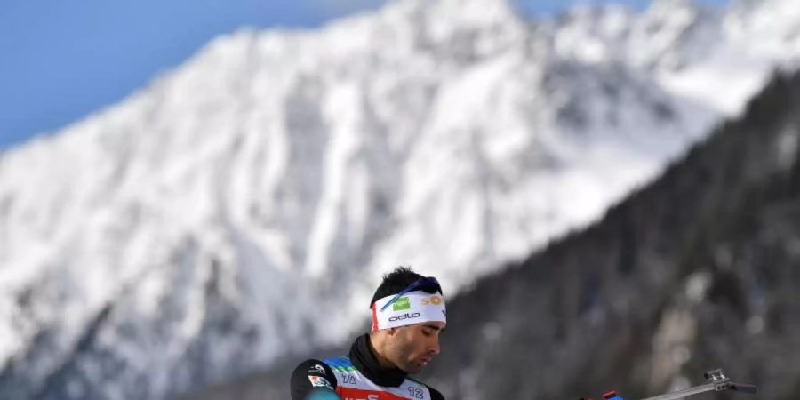 Der siebenmalige Weltcupgesamtsieger und elfmalige Weltmeister Martin Fourcade. Foto: Hendrik Schmidt/dpa