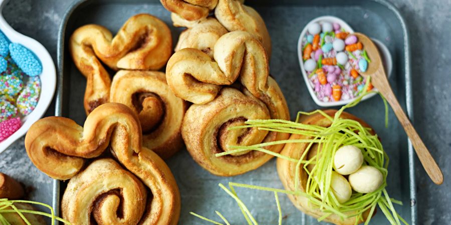 Zimtschnecken Nester Hasenohren Deko