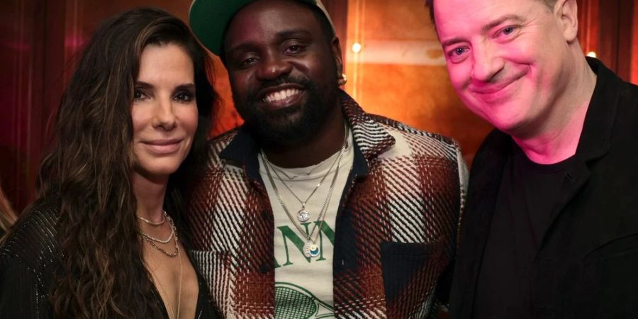 Sandra Bullock mit den Oscarnominierten Brian Tyree Henry (M.) und Brendan Fraser.