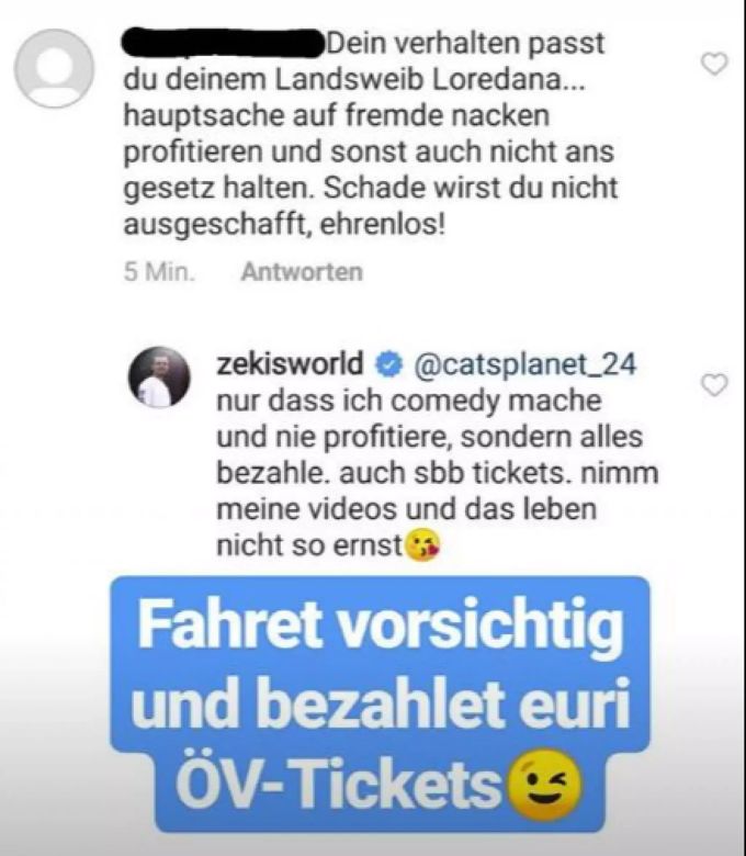 Zeki wehrt sich in seiner Instagram-Story gegen böse Anfeindungen. Zeki Influencer Zekisworld