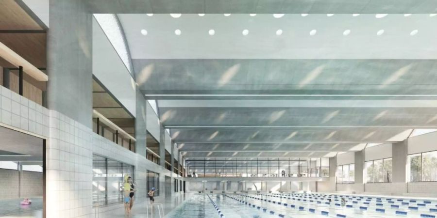 Die geplante 50-Meter-Schwimmhalle von innen.