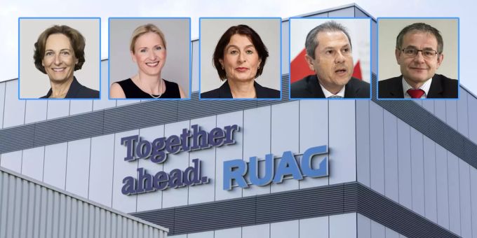 Die neue Ruag mit einer Frauenmehrheit im Verwaltungsrat: Monica Duca Widmer, Ariane Richter Merz, Monika Krüsi Schädle, Remo Lütolf und Nicolas Perrin (v.l.n.r.). Ruag Verwaltungsrat