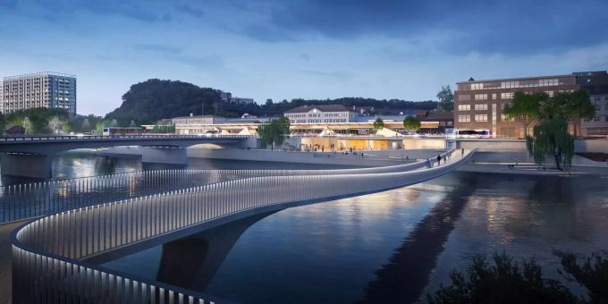 Ein blick auf den futuristischen Bahnhof. Olten Bahnhof Sanierung