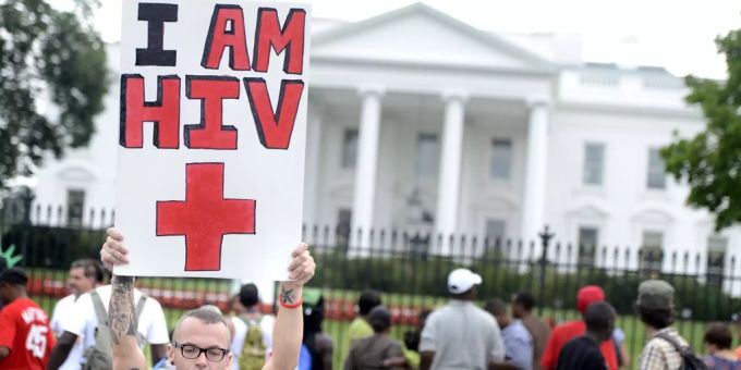 Protest zum Welt-Aids-Tag vor dem weissen Haus. Aids