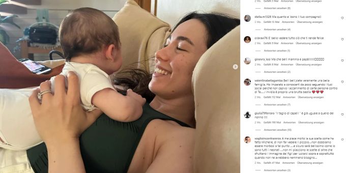 Aurora Ramazzotti, die Tochter von Michelle Hunziker, mit ihrem Sohn Cesare. Aurora Ramazzotti Michelle Hunziker