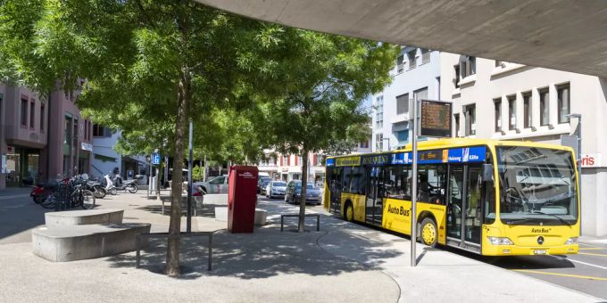 Busdurchfahrt der AAGL in Liestal (BL). Busdurchfahrt der AAGL in Liestal (BL).