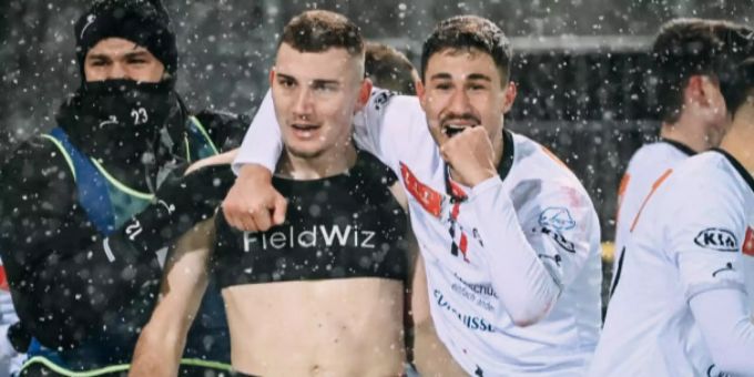 Aarauer Jubel nach der Entscheidung durch Stojilkovic. FC Aarau