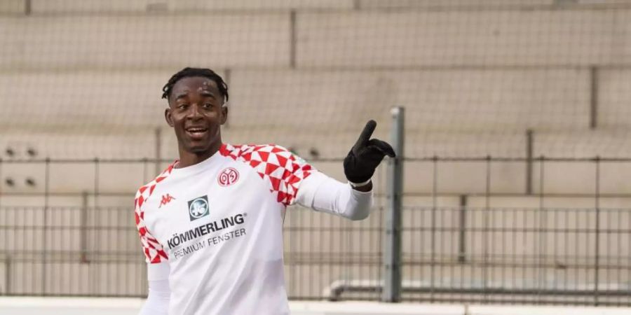 Treffsicher bei Mainz 05: Jean-Philippe Mateta. Foto: Sebastian Gollnow/dpa