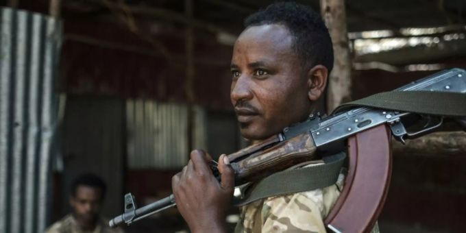 Kämpfer im Konflikt in Tigray äthiopien